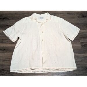 Frescobol Carioca x Mytheresa XXXL Cream Linen Palm Tree Camp Collar Shirt
